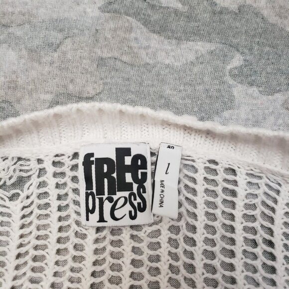 Free Press Sweater Womens Large White Pullover Long Sleeve - Picture 4 of 10